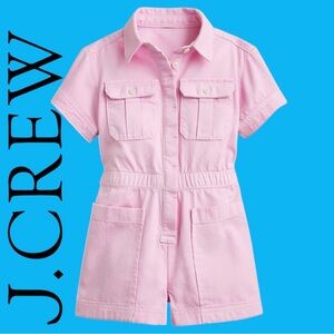 J. Crew CREWCUTS Girls' patch-pocket romper in drapey denim Size 6